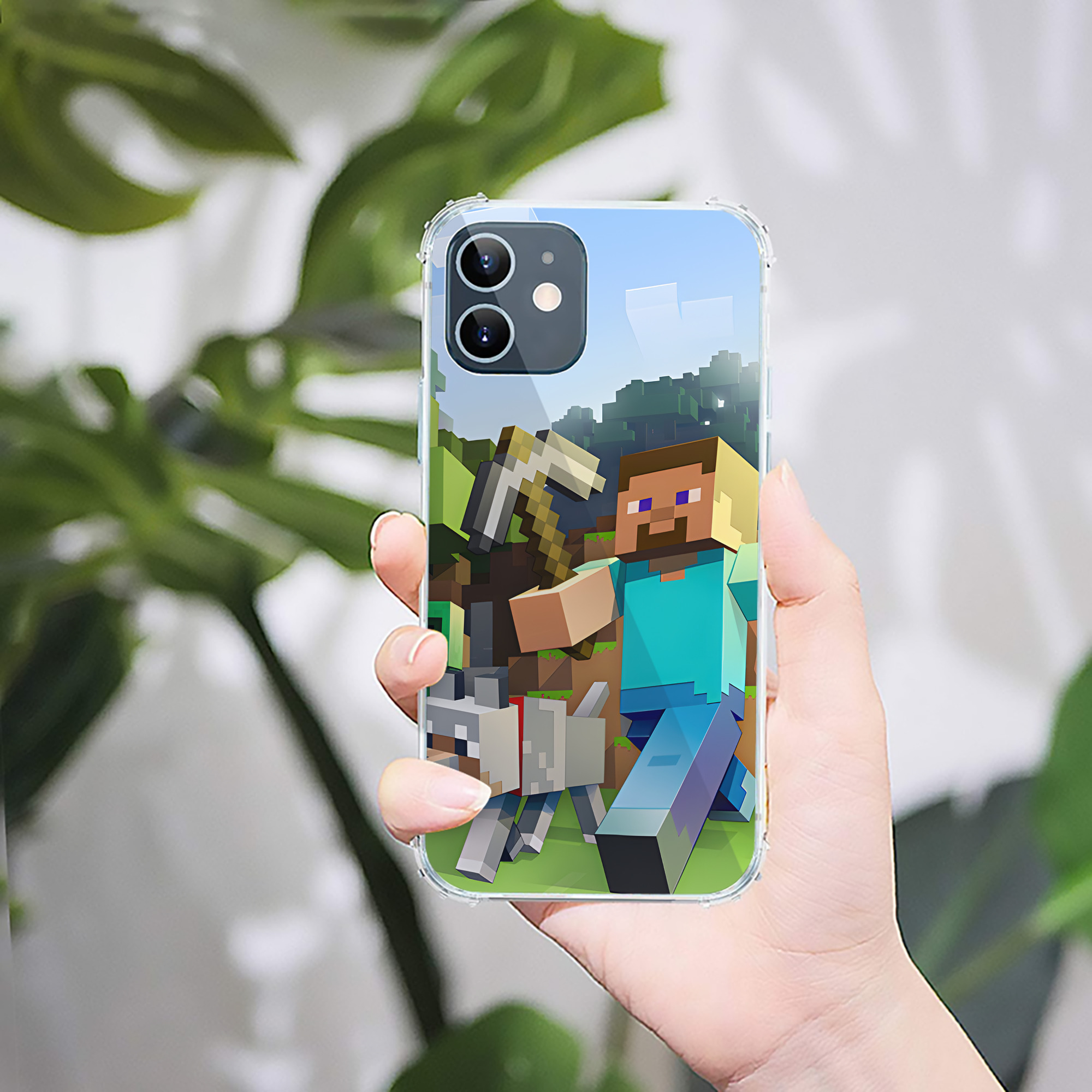 （画像用） マインクラフト ブロックの世界 Minecraft MC Block world 【iPhone 12シリーズ対応】透明スマホケース（クリアソフトケース）
